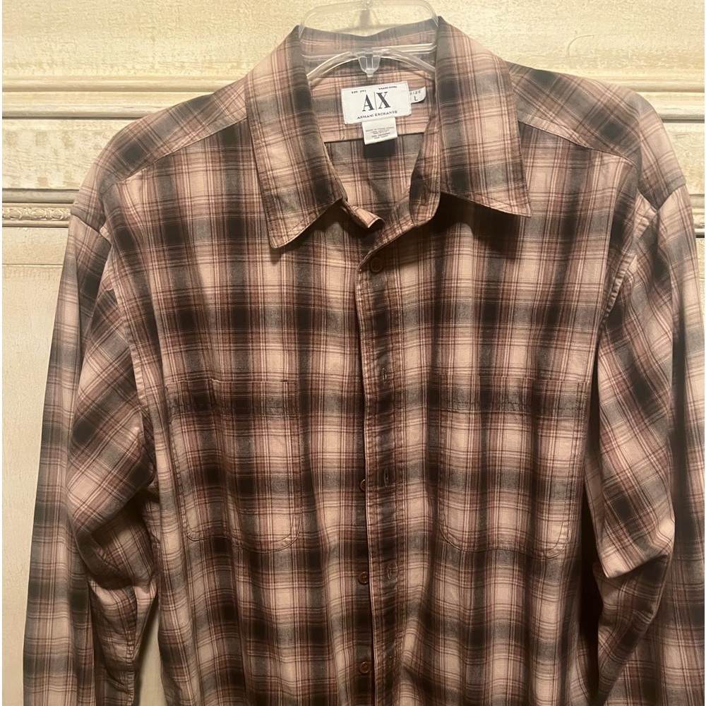 Men’s Armani Exchange plaid shirt size Large.